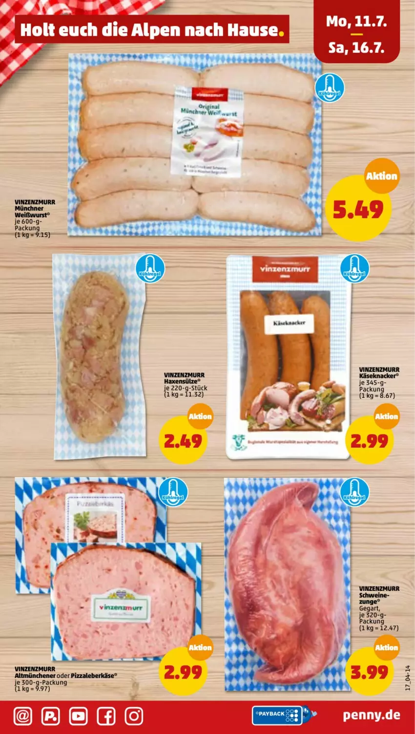 Aktueller Prospekt Penny - Prospekte - von 11.07 bis 16.07.2022 - strona 17 - produkty: axe, Haxe, Käse, knacker, leberkäs, leberkäse, pizza, schwein, schweine, wein, weine, Weißwurst, wurst