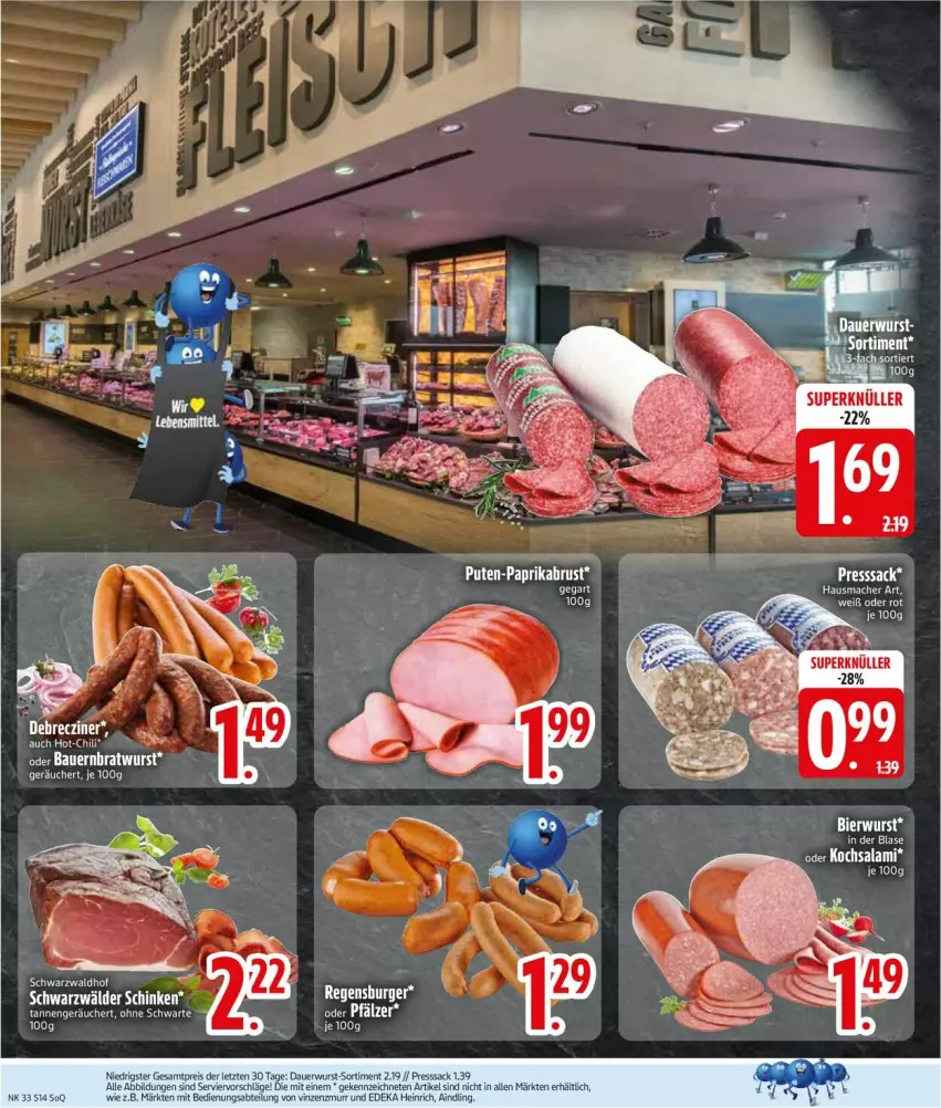 Aktueller Prospekt Edeka - Prospekte - von 11.08 bis 16.08.2025 - strona 14 - produkty: Abtei, auer, bier, chili, deka, eis, Hausmacher, mac, presssack, reis, sac, salami, Ti, wurst, ZTE