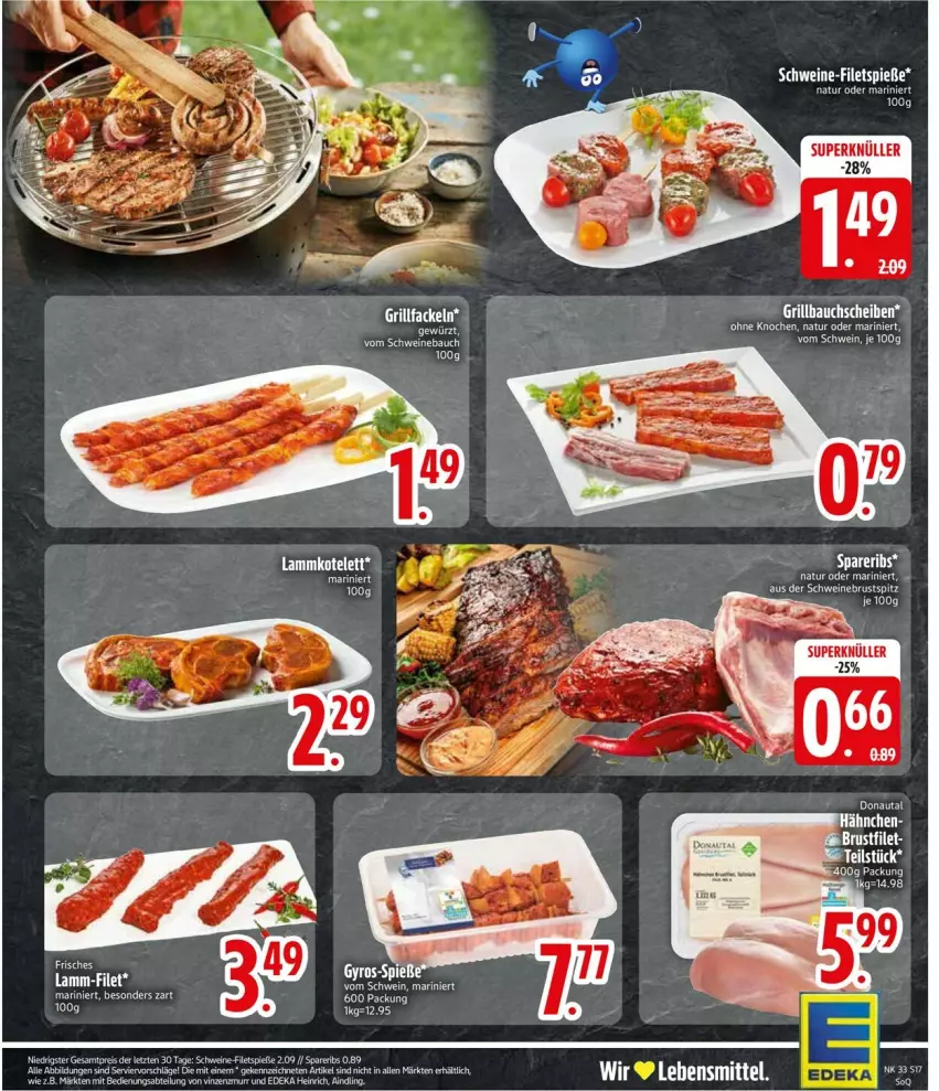 Aktueller Prospekt Edeka - Prospekte - von 11.08 bis 16.08.2025 - strona 17 - produkty: Bau, eis, filet, filets, grill, grillfackeln, kotelett, lamm, lammkotelett, lebensmittel, natur, schwein, schweine, schweine-filet, Schweinebauch, spareribs, wein, weine