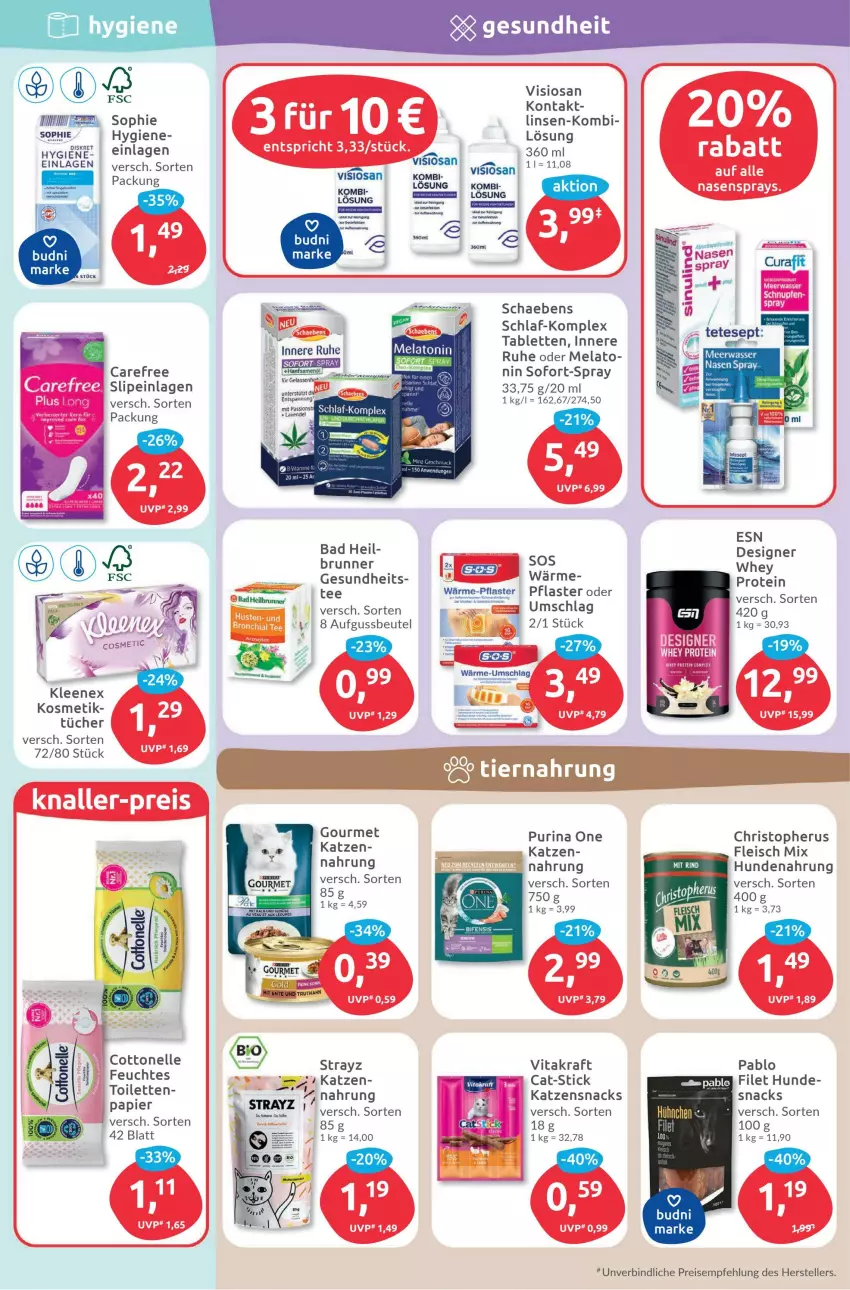 Aktueller Prospekt Budni - Prospekte - von 05.12 bis 10.12.2022 - strona 9 - produkty: AEZ, Bad, beutel, carefree, cottonelle, eis, elle, filet, fleisch, Gesundheit, hundenahrung, katzensnack, katzensnacks, kosmetik, kraft, Meerwasser, papier, pflaster, purina, reis, rind, Schaebens, slip, slipeinlagen, snack, snacks, tablet, tablett, Tablette, tee, teller, Ti, tücher, vita, vitakraft, wasser, ZTE