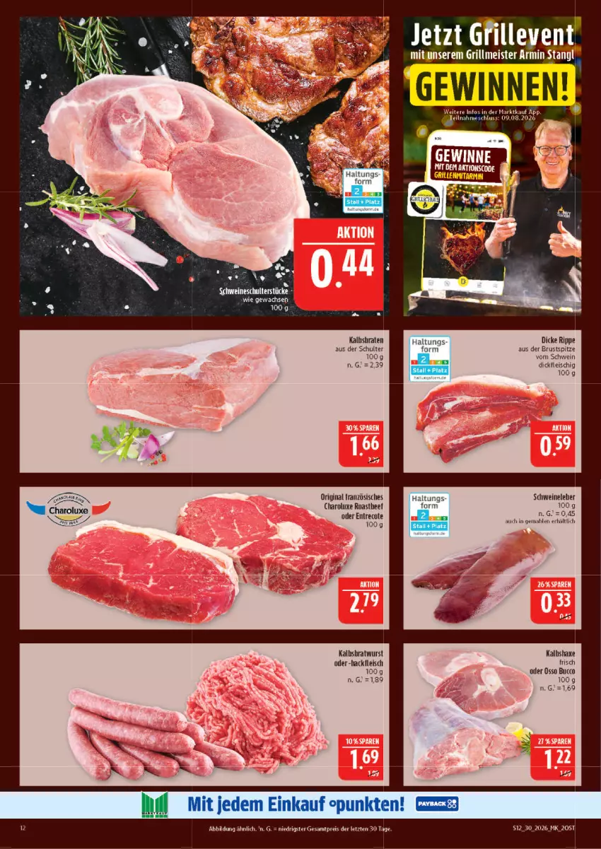 Aktueller Prospekt Marktkauf - Prospekt - von 19.07 bis 25.07.2026 - strona 12 - produkty: axe, beef, bratwurst, eis, fleisch, gin, hackfleisch, Haxe, Kalbsbratwurst, Kalbshaxe, reis, roastbeef, schwein, schweine, Schweineleber, tee, Ti, wein, weine, wurst, ZTE