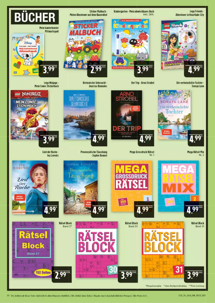 Aktueller Prospekt Marktkauf - Prospekt - von 19.07 bis 25.07.2026 - strona 34 - produkty: auer, Bau, Bauer, buch, eis, ente, Garten, HP, Kinder, LEGO Friends, LEGO Ninjago, mac, ninjago, reis, Stickerbuch, Ti