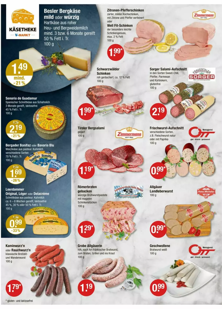Aktueller Prospekt Vmarkt - Prospekte - von 25.09 bis 01.10.2025 - strona 2 - produkty: aufschnitt, bavaria blu, bergader, Bergkäse, braten, bratwurst, brot, Brühwurst, chili, creme, eis, erde, fleisch, fleischwurst, frischwurst-aufschnitt, geback, gin, grill, hartkäse, Kamin, Kaminwurz, Käse, käsetheke, kochschinken, Kraut, Kürbis, landleberwurst, leberwurst, LG, milch, mit paprika, natur, paprika, pastete, pfeffer, Rauch, reis, Ria, salami, schinken, schnittkäse, weichkäse, weidemilch, wolle, wurst, zitrone, zitronen
