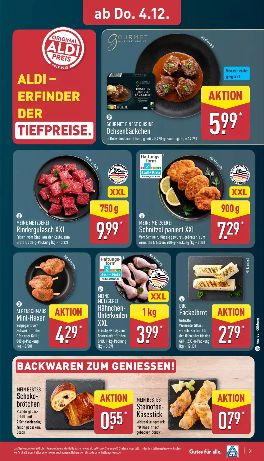 Aktueller Prospekt Aldi Nord - Von Montag - von 01.12 bis 06.12.2025 - strona 35 - produkty: aldi, axe, backwaren, braten, brot, brötchen, eis, geback, gewürz, grill, gulasch, Haxe, Käse, Maus, Ofen, Ofenkäse, Plunder, reis, riegel, rind, rinder, rindergulasch, rotwein, sauce, schnitzel, schoko, Schokobrötchen, schokoriegel, schwein, steinofen, Ti, tiefpreis, tortilla, tortillas, wein