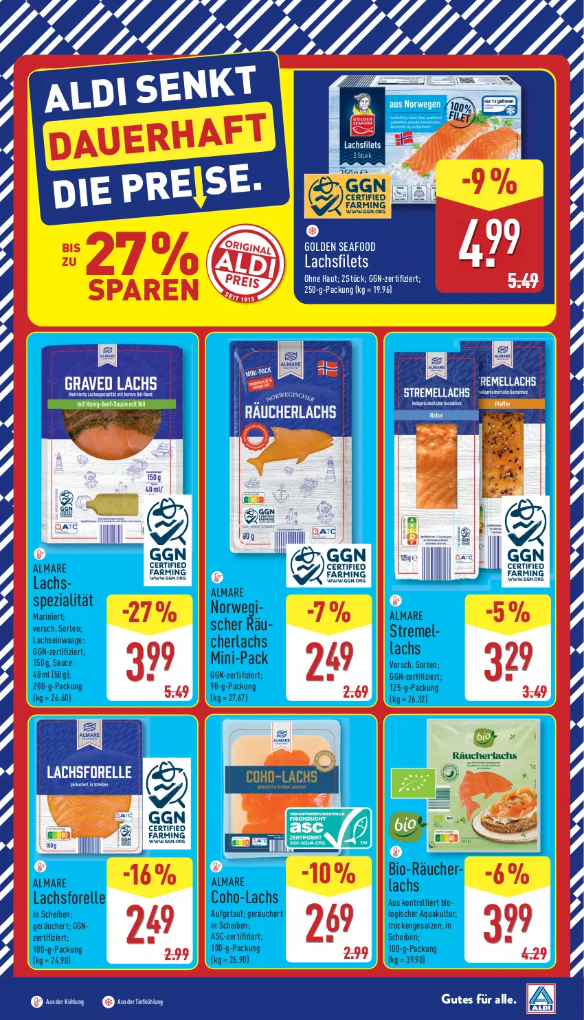 Aktueller Prospekt Aldi Nord - Von Montag - von 01.12 bis 06.12.2025 - strona 9 - produkty: almare, aqua, aus der tiefkühlung, bio, elle, filet, filets, forelle, lachs, lachsfilet, lachsfilets, Räucherlachs, rel, rwe, salz, sauce, Spezi, Ti, trolli, Waage