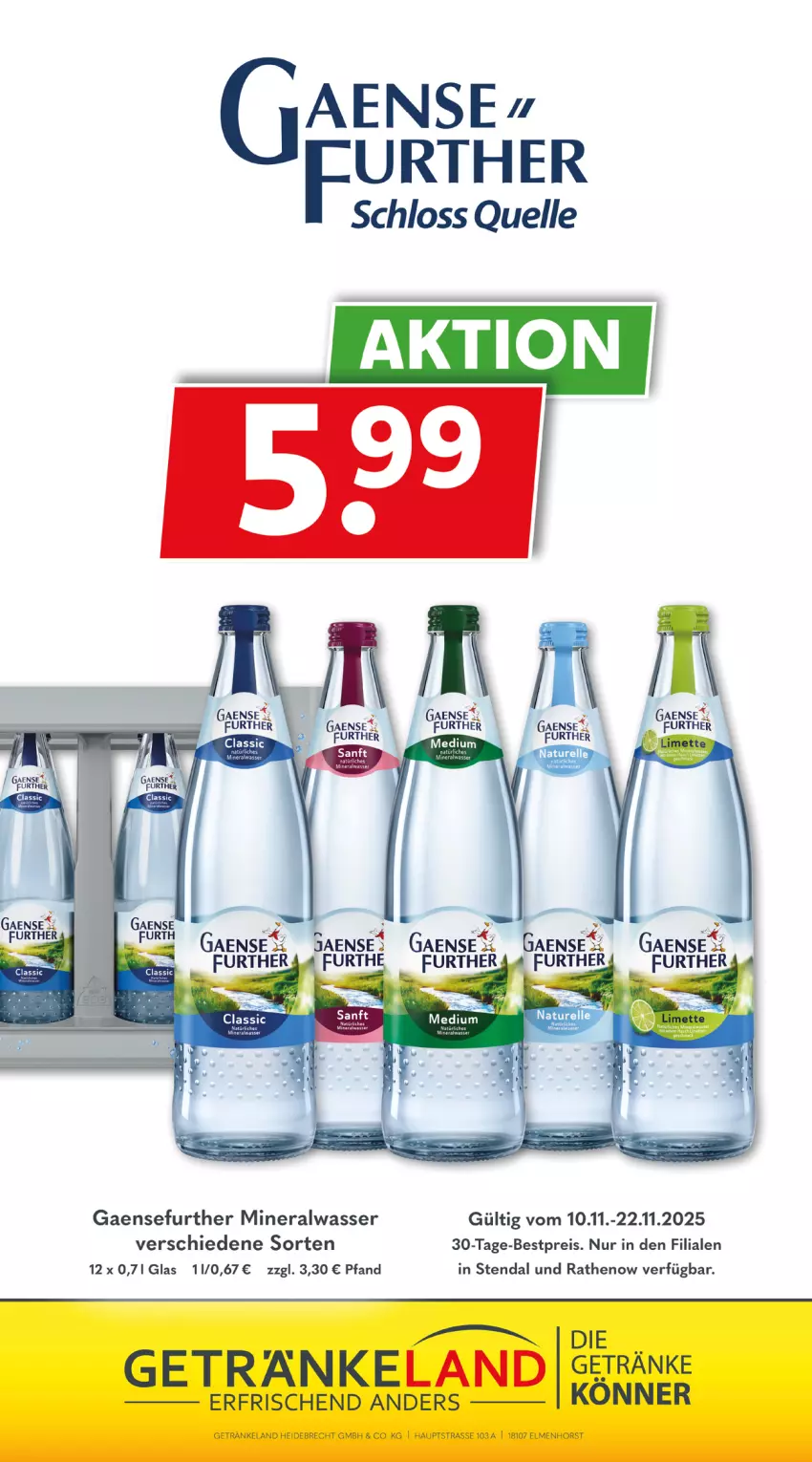 Aktueller Prospekt Getraenkeland - von 09.11 bis 21.11.2025 - strona 12 - produkty: Alwa, bestpreis, eis, Elan, elle, getränk, getränke, mineralwasser, natur, reis, rel, Ti, wasser