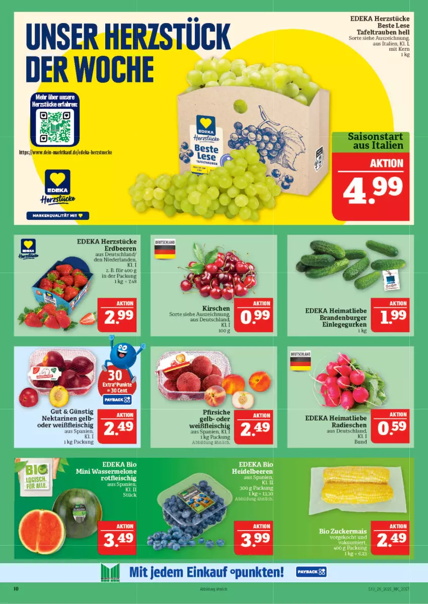 Aktueller Prospekt Marktkauf - Prospekt - von 22.06 bis 28.06.2025 - strona 10 - produkty: Bau, beere, beeren, burger, deka, eis, erdbeere, erdbeeren, fleisch, gurke, gurken, Nektar, nektarinen, pfirsich, pfirsiche, radieschen, tafeltrauben, Ti, trauben