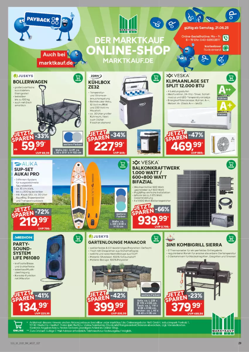 Aktueller Prospekt Marktkauf - Prospekt - von 22.06 bis 28.06.2025 - strona 29 - produkty: bollerwagen, Garten, Gartenlounge, hocker, kraft, kühlbox, Sofa, Ti, tisch, uhr
