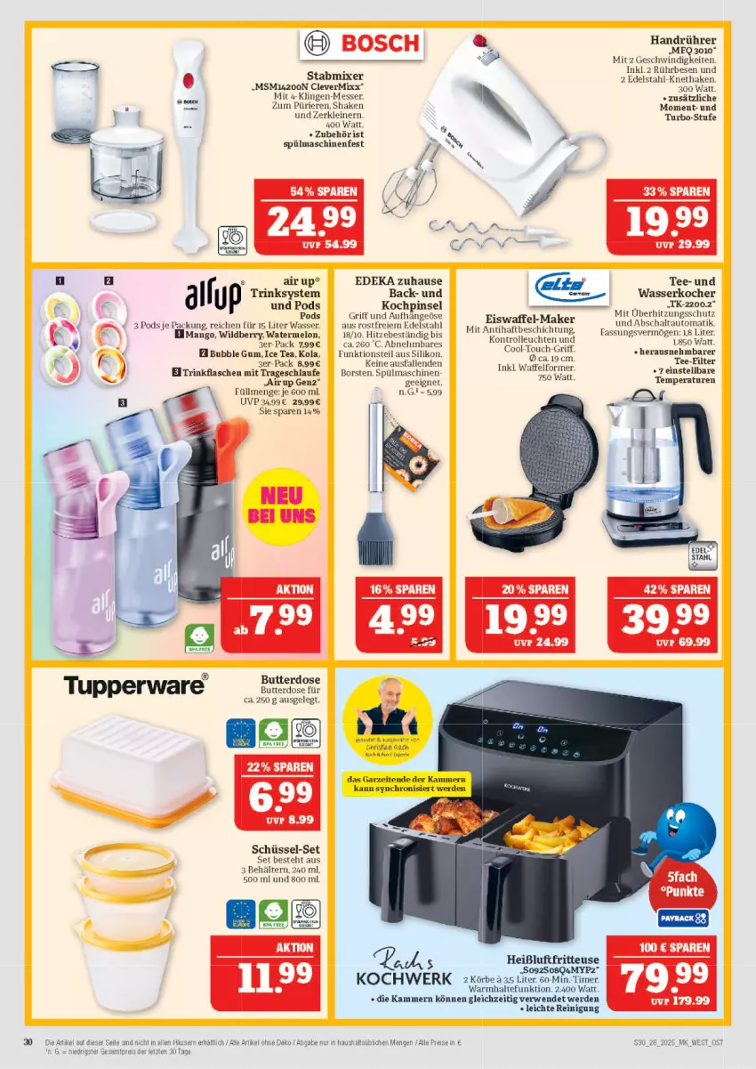 Aktueller Prospekt Marktkauf - Prospekt - von 22.06 bis 28.06.2025 - strona 30 - produkty: auto, Behälter, bosch, butter, Butterdose, deka, edelstahl, eis, erde, flasche, fritteuse, Heißluftfritteuse, HP, ice tea, Kocher, leine, Leuchte, leuchten, mango, messer, Pinsel, Pods, Reinigung, reis, rwe, Schal, schüssel, shake, spülmaschinen, tee, Ti, trinkflasche, Tupperware, überhitzungsschutz, wasser, wasserkocher, Wild