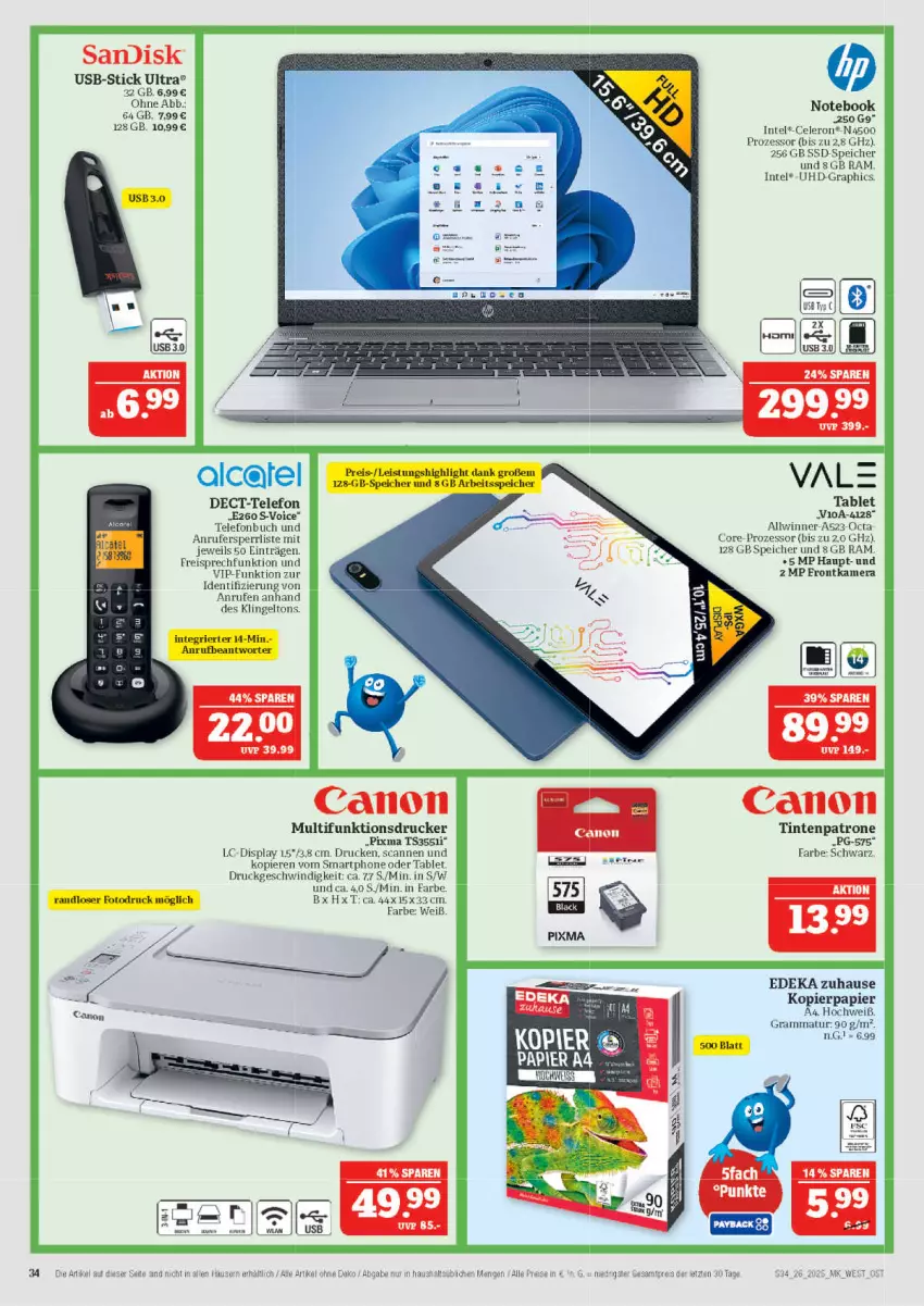 Aktueller Prospekt Marktkauf - Prospekt - von 22.06 bis 28.06.2025 - strona 34 - produkty: buch, canon, deka, drucker, eis, frontkamera, Intel, kamera, kopierpapier, multifunktionsdrucker, notebook, papier, reis, rel, smartphone, ssd, SSD-Speicher, tablet, telefon, Ti, Tintenpatrone, usb, ZTE
