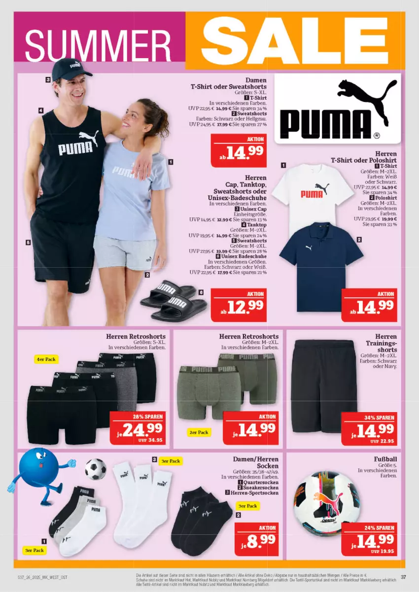Aktueller Prospekt Marktkauf - Prospekt - von 22.06 bis 28.06.2025 - strona 37 - produkty: Bad, ball, Cap, damen t-shirt, Fußball, LG, poloshirt, retroshorts, schuhe, shirt, shorts, sneaker, sneakersocken, socken, Sport, sportsocken, sweatshorts, T-Shirt, tanktop