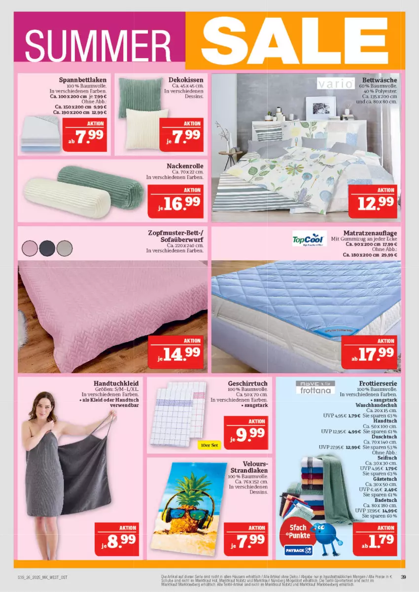 Aktueller Prospekt Marktkauf - Prospekt - von 22.06 bis 28.06.2025 - strona 39 - produkty: Bad, badetuch, Bau, baumwolle, bett, dekokissen, duschtuch, eis, gästetuch, geschirr, geschirrtuch, handtuch, kissen, kleid, matratze, matratzen, matratzenauflage, reis, rwe, schuhe, Sofa, Sofaüberwurf, spannbettlaken, Sport, strandlaken, Ti, tuc, waschhandschuh, wolle