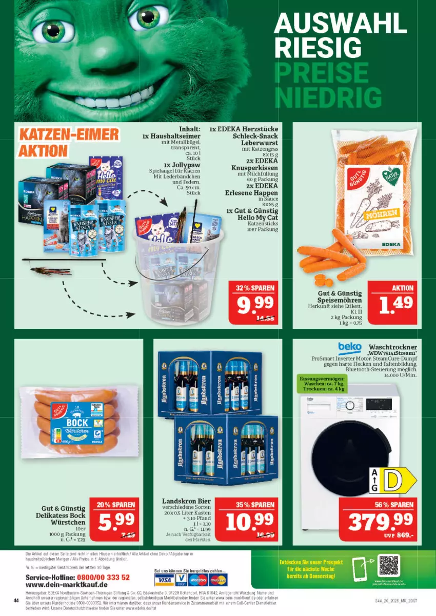 Aktueller Prospekt Marktkauf - Prospekt - von 22.06 bis 28.06.2025 - strona 44 - produkty: beko, bier, bügel, deka, eimer, eis, Elan, kissen, leberwurst, milch, möhren, sauce, snack, speisemöhren, Ti, Tiere, Trockner, waschtrockner, wurst, würstchen, Yo