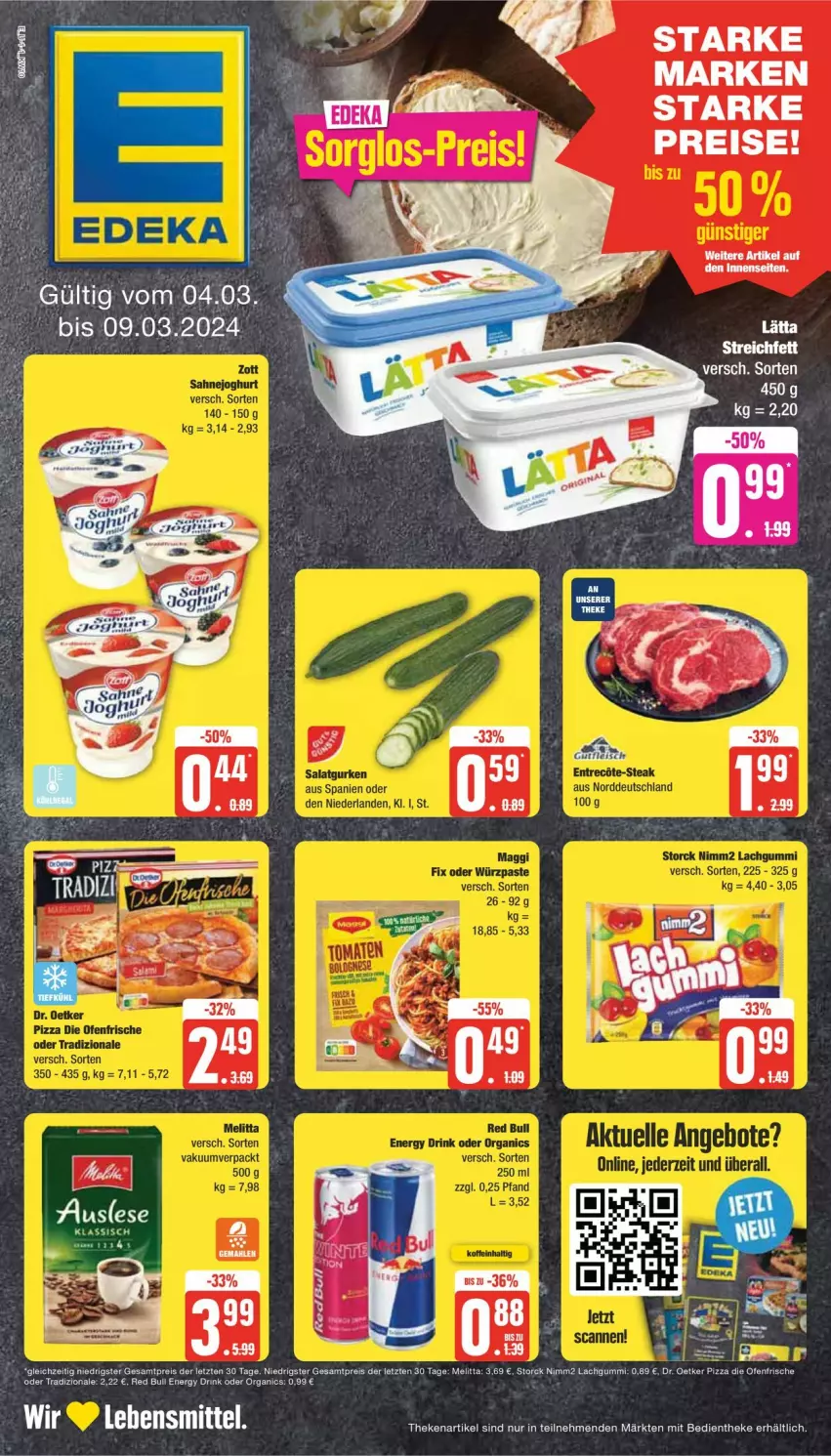 Aktueller Prospekt Edeka - Prospekte - von 04.03 bis 09.03.2024 - strona 1 - produkty: eis, elle, lachgummi, lätta, lebensmittel, melitta, nimm2, reis, storck, Ti, ZTE