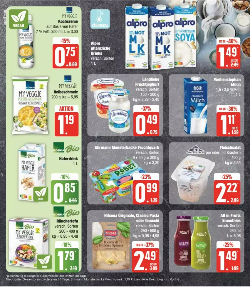 Aktueller Prospekt Edeka - Prospekte - von 04.03 bis 09.03.2024 - strona 12 - produkty: bio, ehrmann, eis, frucht, fruchtjoghurt, Fruchtquark, hafer, joghur, joghurt, landliebe, monster, quark, Rauch, reis, Ti, veggie, ZTE