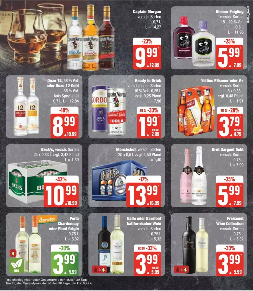 Aktueller Prospekt Edeka - Prospekte - von 04.03 bis 09.03.2024 - strona 19 - produkty: beck's, Cap, captain morgan, eis, pils, pilsener, reis, Spezi, Ti, veltins, veltins pilsener, wein, ZTE