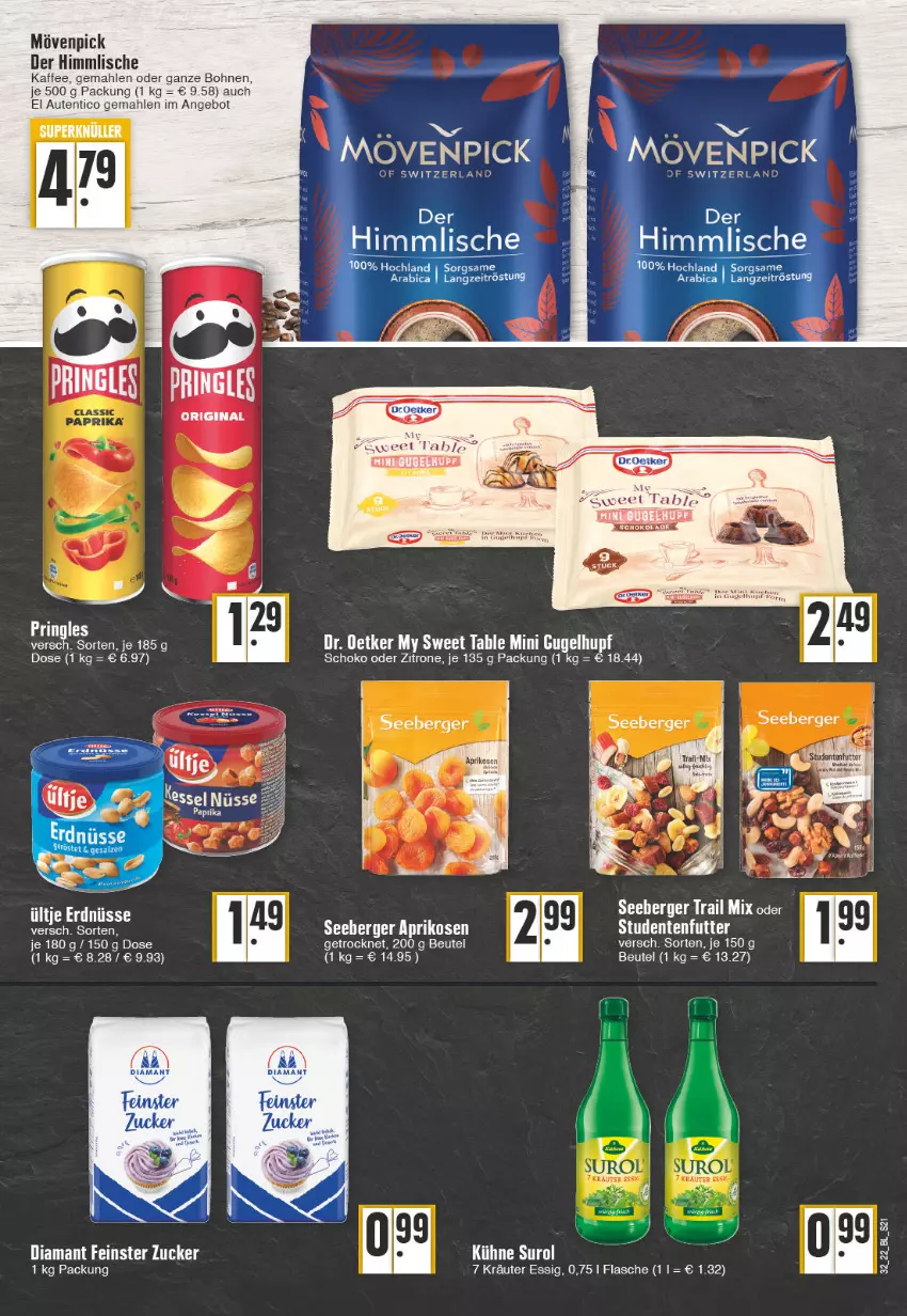 Aktueller Prospekt Edeka - Angebote der Woche - von 08.08 bis 13.08.2022 - strona 21 - produkty: aeg, angebot, aprikose, aprikosen, Berger, beutel, bohne, bohnen, essig, flasche, gin, kaffee, kräuter, Kräuter Essig, mövenpick, my sweet table, schoko, seeberger, Ti, zitrone, zucker