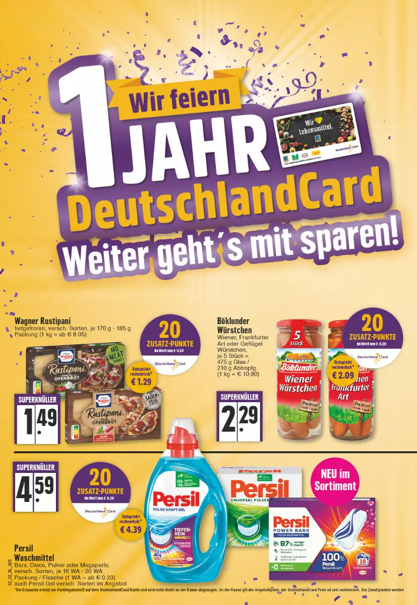 Aktueller Prospekt Edeka - Angebote der Woche - von 08.08 bis 13.08.2022 - strona 6 - produkty: angebot, bio, böklunder, deutschland card, erde, flasche, frankfurter, Geflügel, LG, megaperls, persil, rustipani, Ti, wagner, waschmittel, wiener, würstchen