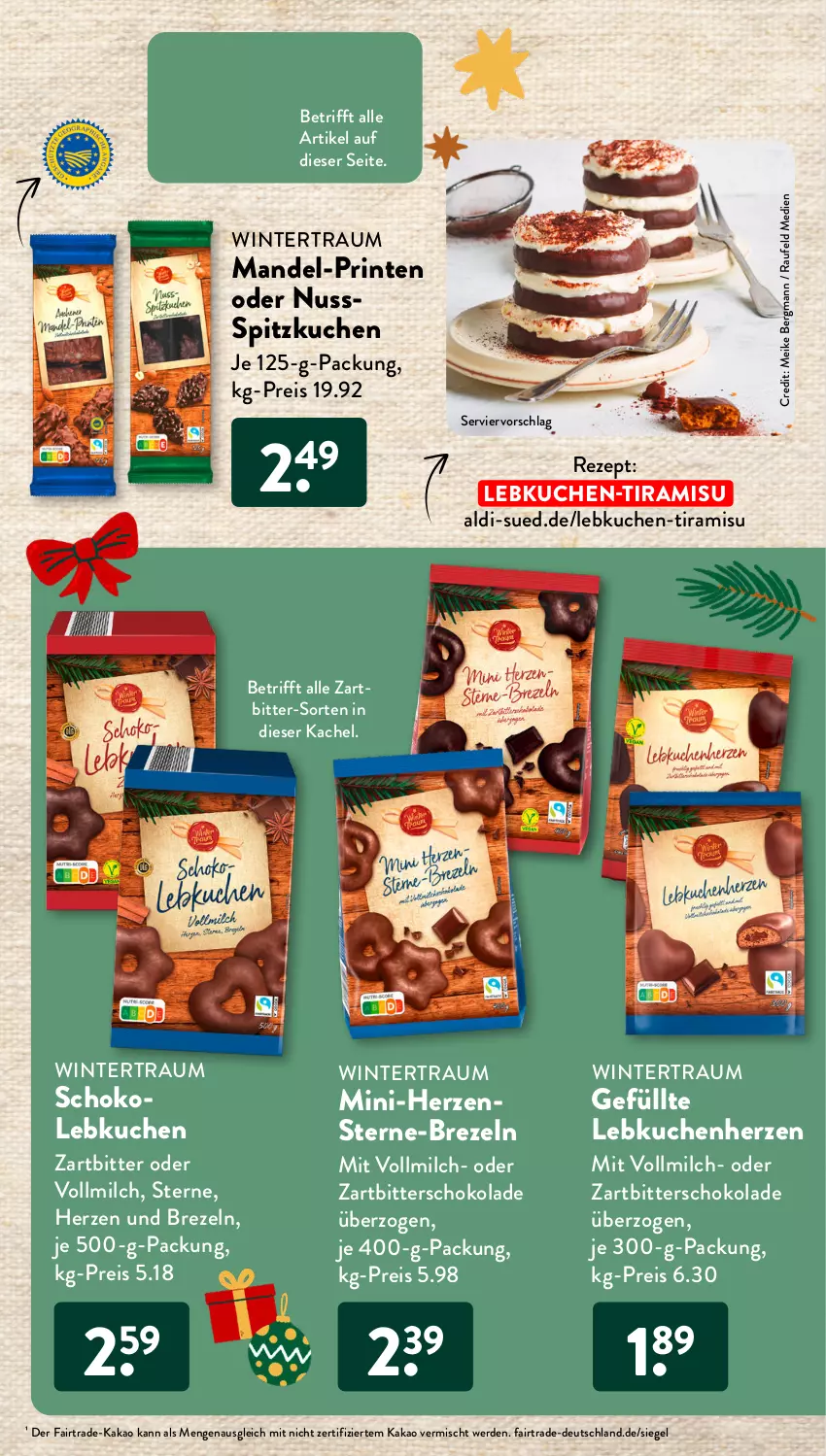 Aktueller Prospekt AldiSud - SÜSSER GENUSS ZUM ALDI PREIS. - von 01.11 bis 30.11.2023 - strona 19 - produkty: aldi, brezel, Brezeln, eis, erde, kakao, kuchen, Lebkuchen, mandel, milch, nuss, reis, rezept, schoko, schokolade, Ti, tiramisu, vollmilch, Zartbitterschokolade