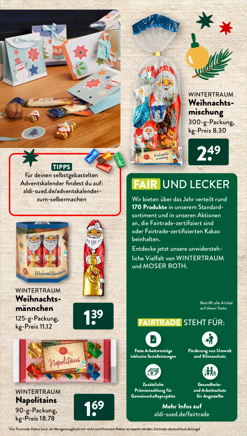 Aktueller Prospekt AldiSud - SÜSSER GENUSS ZUM ALDI PREIS. - von 01.11 bis 30.11.2023 - strona 22 - produkty: Adventskalender, aldi, decke, eis, erde, Gesundheit, kakao, mac, moser, Moser Roth, reis, Ti