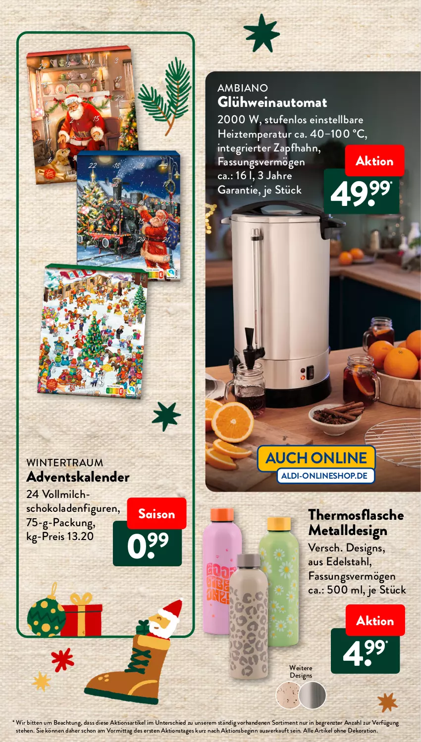 Aktueller Prospekt AldiSud - SÜSSER GENUSS ZUM ALDI PREIS. - von 01.11 bis 30.11.2023 - strona 25 - produkty: Adventskalender, aldi, alle artikel ohne dekoration, ambia, auto, dekoration, edelstahl, eis, flasche, gin, Glühwein, milch, reis, schoko, schokolade, schokoladen, Ti, vollmilch, wein, ZTE