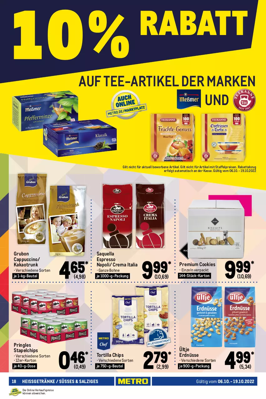 Aktueller Prospekt Metro - GastroJournal - von 06.10 bis 19.10.2022 - strona 18 - produkty: ananas, auto, beere, beeren, beutel, bohne, brillant sekt, cabernet, cabernet sauvignon, Cap, cappuccino, cassis, chardonnay, chips, cin, cookie, cookies, Corsaire, ecco, eis, elle, ente, erdnüsse, espresso, flasche, freixenet, frucht, früchte, früchten, getränk, getränke, holunder, Holz, honig, kakao, kirsch, kirsche, kirschen, Lenz Moser, LG, likör, merl, merlot, moser, Palette, primitivo, pringles, prosecco, puma, reis, Ria, riesling, ring, salz, sauvignon, sekt, söhnlein, söhnlein brillant, spumante, tee, Ti, tisch, top-hit, tortilla, Tortilla Chips, ültje, ültje erdnüsse, valdo, vin de france, wein, Weste, zitrone, zitronen