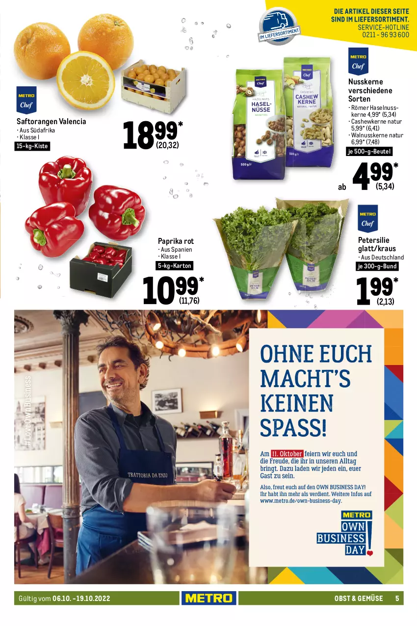 Aktueller Prospekt Metro - GastroJournal - von 06.10 bis 19.10.2022 - strona 5 - produkty: Abtei, angebot, angebote, aqua, ball, beutel, bio, braten, Cashew, cashewkerne, eis, elle, filet, fisch, fische, fleisch, forelle, frischfisch, grill, haselnuss, kartoffel, küche, lachs, lachsfilet, LG, mac, Metro, natur, nuss, obst, orange, orangen, paprika, paprika rot, petersilie, reis, rel, ring, rwe, saft, Saftorangen, Ti, walnuss, walnusskerne, wasser, Wild