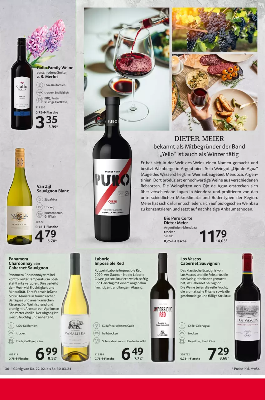 Aktueller Prospekt Selgros - Feinkost für Ostern - von 22.02 bis 30.03.2024 - strona 36 - produkty: aprikose, aprikosen, Bau, bio, braten, cabernet, cabernet sauvignon, Cap, chardonnay, eier, eis, fisch, flasche, fleisch, frucht, Geflügel, grill, hartkäse, Käse, mac, merl, merlot, pasta, reis, rind, rotwein, saft, sauvignon, sauvignon blanc, schmorbraten, Ti, Tiere, tisch, trolli, vanille, wasser, wein, weine, Weste, Wild