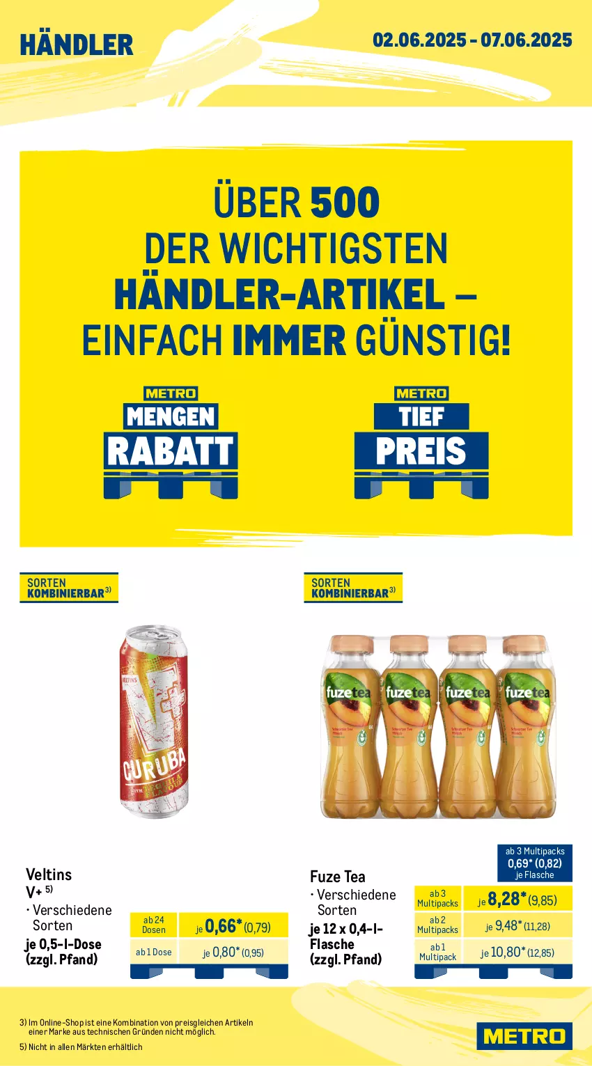 Aktueller Prospekt Metro - Wochen-Angebote Händler - von 02.06 bis 07.06.2025 - strona 4 - produkty: eis, flasche, fuze tea, reis, Ti, veltins