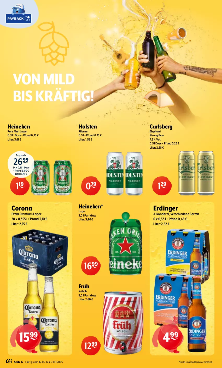 Aktueller Prospekt Getraenke Hoffmann - Prospekte - von 12.05 bis 17.05.2025 - strona 6 - produkty: alkohol, carlsberg, corona, eis, erdinger, Früh Kölsch, heineken, holsten, holsten pilsener, pils, pilsener, reis, Ti