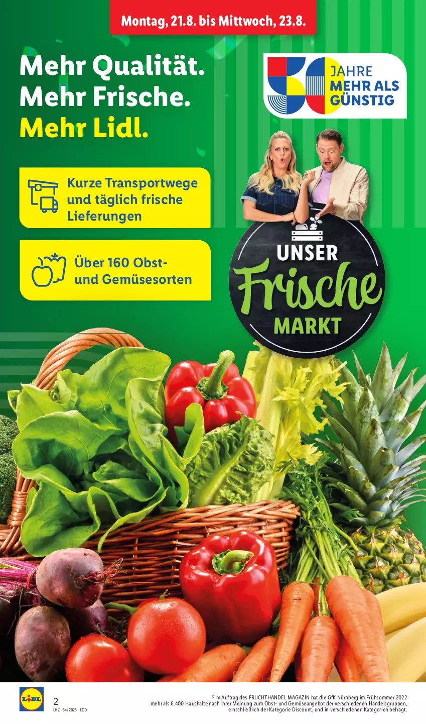 Aktueller Prospekt Lidl - Aktionsprospekt - von 21.08 bis 26.08.2023 - strona 2 - produkty: angebot, discount, frucht, magazin, obst, Sport, und gemüse