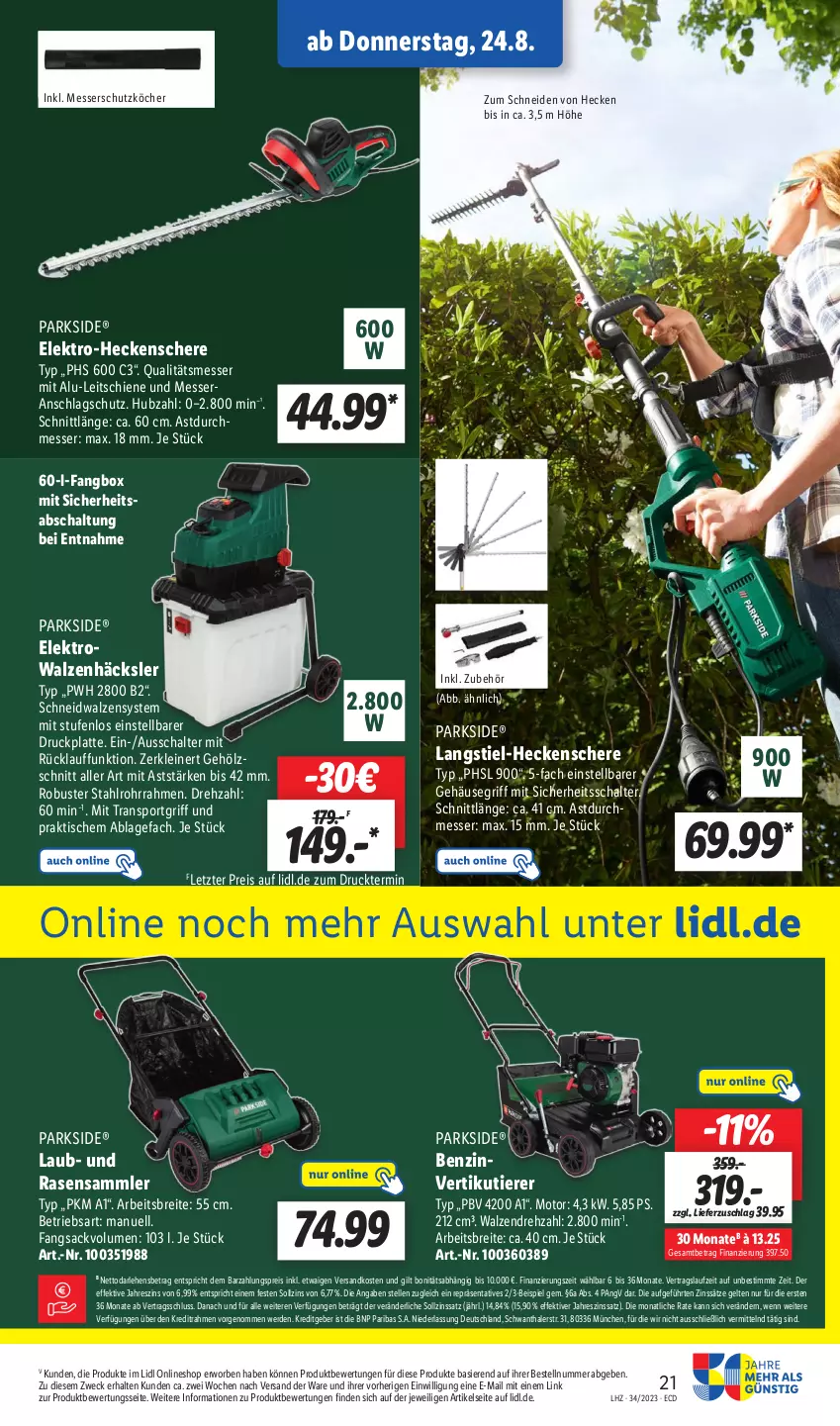 Aktueller Prospekt Lidl - Aktionsprospekt - von 21.08 bis 26.08.2023 - strona 33 - produkty: Brei, eis, Elektro, elle, erde, heckenschere, latte, leine, messer, ndk, Parkside, rasen, reis, sac, Schal, Schere, Sport, Ti, Tiere, tisch, weck, ZTE