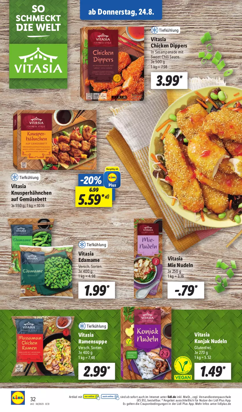 Aktueller Prospekt Lidl - Aktionsprospekt - von 21.08 bis 26.08.2023 - strona 48 - produkty: angebot, bett, chili, coupon, dip, mam, ndk, nudel, nudeln, sauce, Schal, Schale, sesam, suppe, Ti, vita