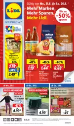 Gazetka promocyjna Lidl - Aktionsprospekt - Gazetka - ważna od 26.08 do 26.08.2023 - strona 1 - produkty: angebot, angebote, Bad, bio, bohne, bohnen, coupon, eis, fol epi, Garten, gartenmöbel, gin, Hohes C, Käse, käsescheiben, langnese, lavazza, leggings, magnum, möbel, preisvorteil, reis, schutzhülle, Ti, tisch, ZTE