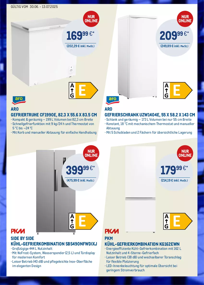 Aktueller Prospekt Metro - Online: Kühlen, Kochen, Reinigen - von 30.06 bis 13.07.2025 - strona 2 - produkty: beleuchtung, Brei, eis, elle, ente, gefrierfach, gefrierkombination, gefrierschrank, korb, kühl-gefrierkombination, LG, Mode, Rauch, ring, Schrank, schubladen, thermostat, Ti, wasser