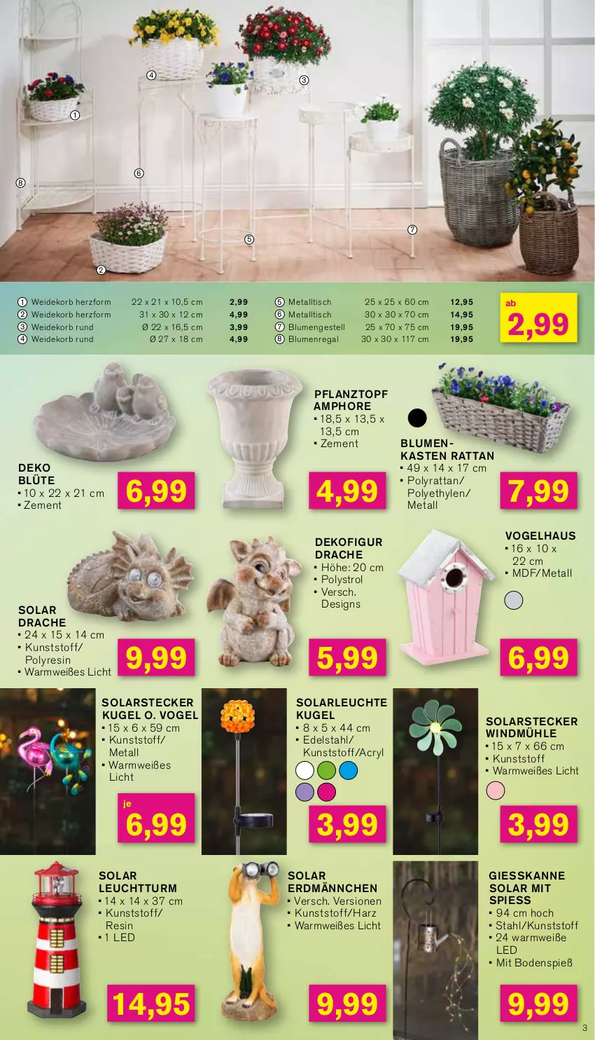 Aktueller Prospekt Kodi - Prospekte - von 06.05 bis 11.05.2024 - strona 3 - produkty: blume, blumen, Blüte, Dekofigur, edelstahl, korb, Kugel, Leuchte, Pflanztopf, regal, solarleuchte, Ti, tisch, topf, Zement