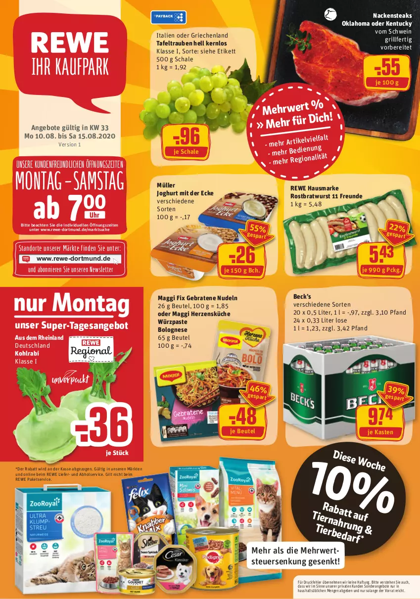 Aktueller Prospekt Rewe - REWE Ihr Kaufpark - von 10.08 bis 15.08.2020 - strona 1