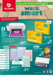 Gazetka promocyjna Selgros - Work Smart - Gazetka - ważna od 07.08 do 07.08.2024 - strona 1 - produkty: auto, bett, braun, brunnen, deckfarbkasten, drucker, faber castell, HP, kopierpapier, leitz, papier, pelikan, rel, Scanner, stabilo, Ti, tisch