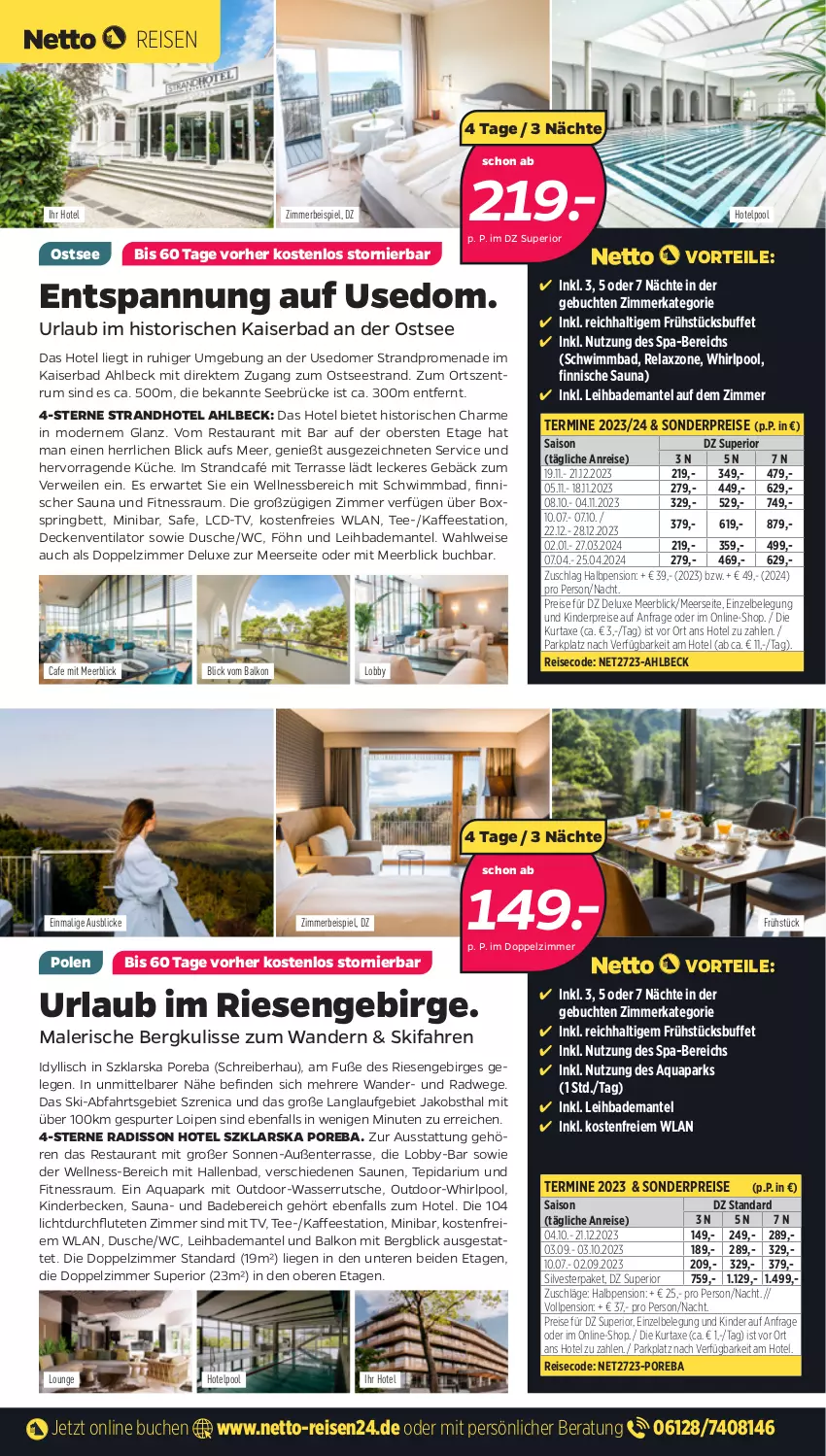 Aktueller Prospekt Netto - Woche 28 - von 16.07 bis 16.07.2023 - strona 3 - produkty: aqua, axe, Bad, Bademantel, bett, boxspringbett, buch, decke, dusche, eis, ente, jako, kaffee, Kaiser, Kinder, küche, kurtaxe, Liege, Mantel, Mode, obst, pool, reis, rel, ring, rum, rwe, tee, Ti, usb, ventilator, wasser, wasserrutsche, wellnessbereich, Whirlpool, zimmerbeispiel