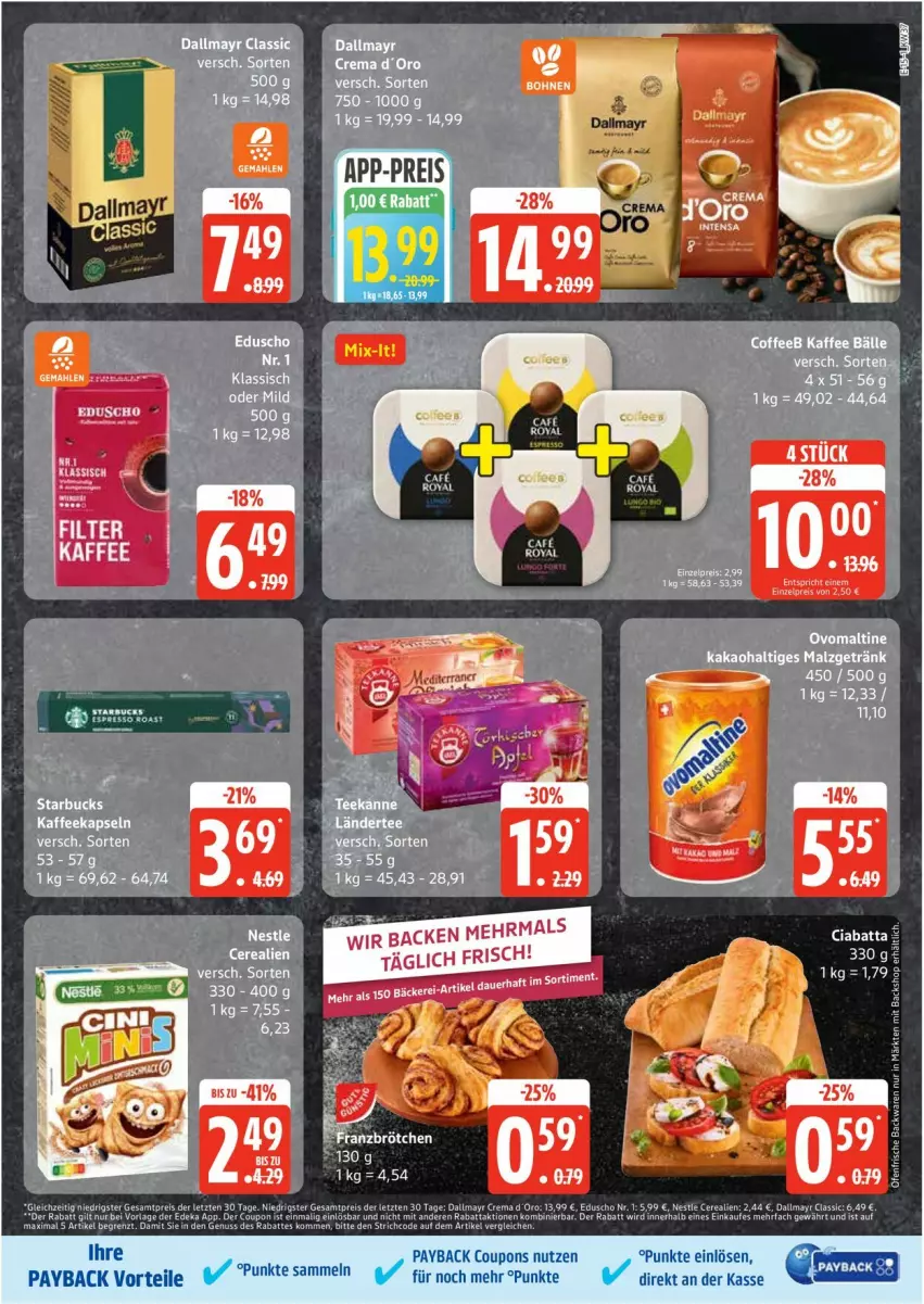 Aktueller Prospekt Edeka - Prospekte - von 08.09 bis 13.09.2025 - strona 15 - produkty: backwaren, cerealien, coupon, coupons, dallmayr, deka, eduscho, eis, nuss, payback, reis, Ti, ZTE
