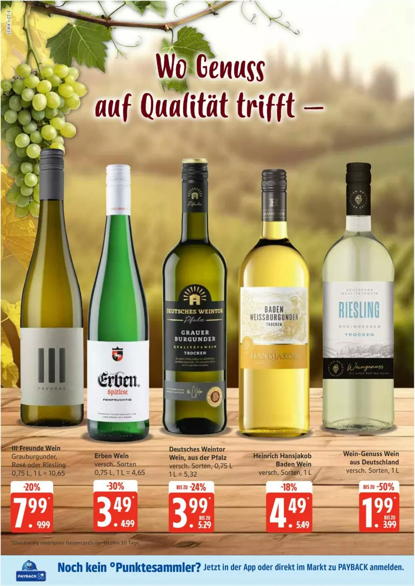 Aktueller Prospekt Edeka - Prospekte - von 08.09 bis 13.09.2025 - strona 22 - produkty: Bad, burgunder, grauburgunder, jako, nuss, payback, riesling, tesa, wein