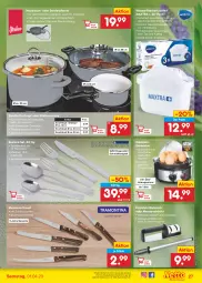 Gazetka promocyjna Netto Marken-Discount - Filial-Angebote - Gazetka - ważna od 01.04 do 01.04.2023 - strona 27 - produkty: angebot, auto, besteck, besteck-set, decke, Deckel, edelstahl, eier, Eierkocher, eis, filterkartuschen, Glasdeckel, Haushaltsgeräte, herdarten, Holz, kaffee, Kocher, Kochtopf, LG, mac, maille, Maxtra, messer, pfanne, reis, Ria, Schal, spülmaschinen, stielkasserolle, tee, Ti, tisch, topf, überhitzungsschutz, wasser, wasserfilter, ZTE