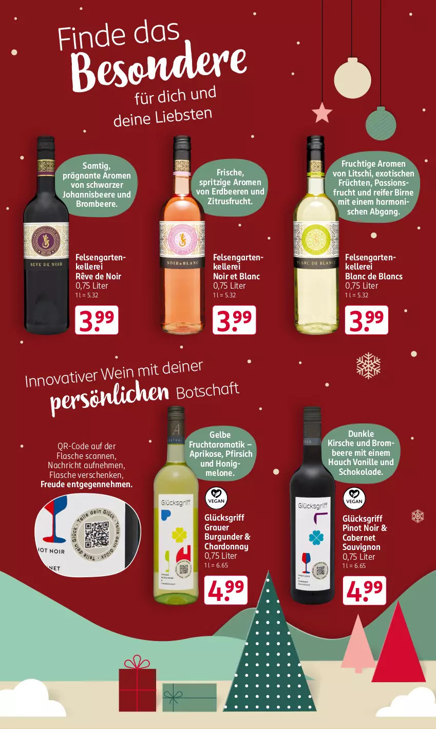 Aktueller Prospekt Rossmann - Prospekte - von 02.12 bis 06.12.2024 - strona 17 - produkty: aprikose, auer, beere, beeren, brombeere, burgunder, cabernet, cabernet sauvignon, chardonnay, de blancs, elle, erdbeere, erdbeeren, flasche, frucht, früchte, früchten, Garten, grauer burgunder, honig, honigmelone, johannisbeere, kirsch, kirsche, melone, passionsfrucht, pfirsich, Pinot, pinot noir, sauvignon, schoko, schokolade, Ti, tisch, vanille