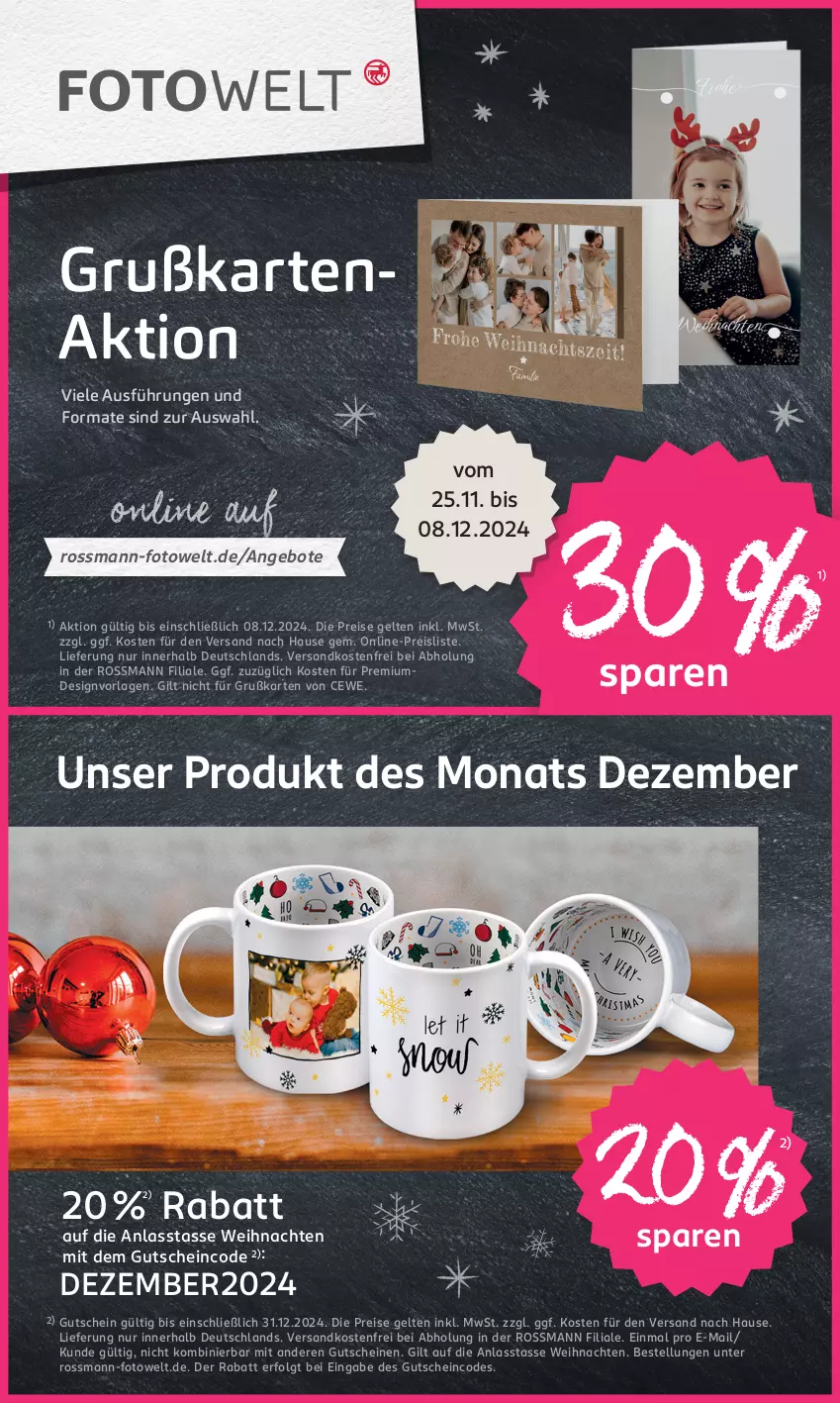 Aktueller Prospekt Rossmann - Prospekte - von 02.12 bis 06.12.2024 - strona 20 - produkty: angebot, angebote, cewe, eis, gutschein, gutscheine, LG, ndk, reis, tasse, Ti, versandkostenfrei, weihnachten