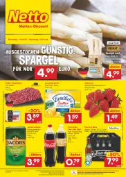 Gazetka promocyjna Netto Marken-Discount - Filial-Angebote - Gazetka - ważna od 15.04 do 15.04.2023 - strona 1 - produkty: angebot, beere, beeren, bestpreis, bier, Biere, braten, butter, coca-cola, cola, eis, erdbeere, erdbeeren, fleisch, hackfleisch, jacobs, kaffee, landliebe, ndk, reis, rind, rinder, rinder-hackfleisch, Schal, Schale, spargel, Streichzart, Ti, wurst, wurst in selbstbedienung, ZTE