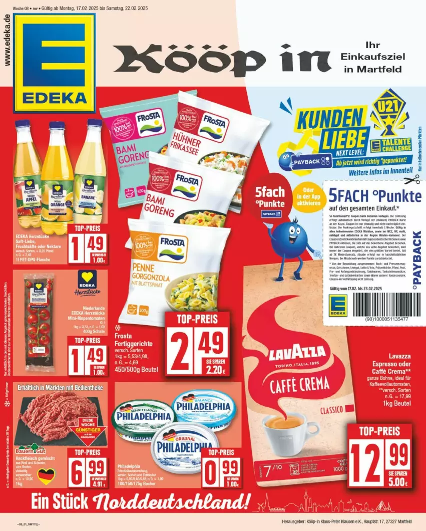 Aktueller Prospekt Edeka - Prospekte - von 17.02 bis 22.02.2025 - strona 1 - produkty: deka, ente, payback, Ti