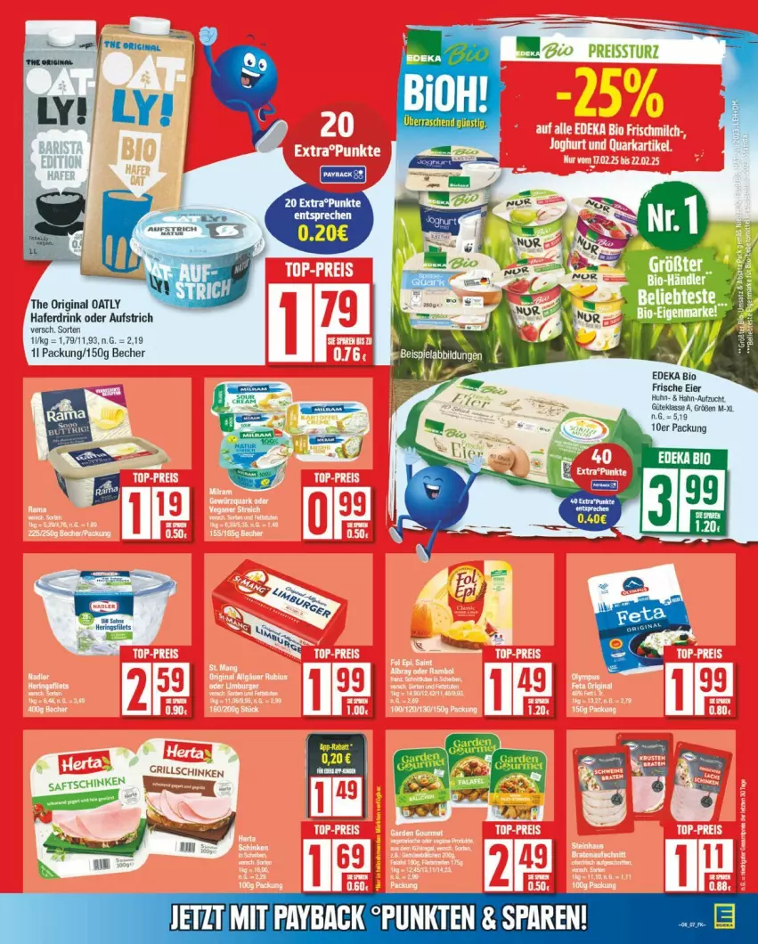 Aktueller Prospekt Edeka - Prospekte - von 17.02 bis 22.02.2025 - strona 11 - produkty: aufstrich, Becher, bio, deka, drink, edeka bio, eier, gin, grill, hafer, Haferdrink, saft, saftschinken, schinken