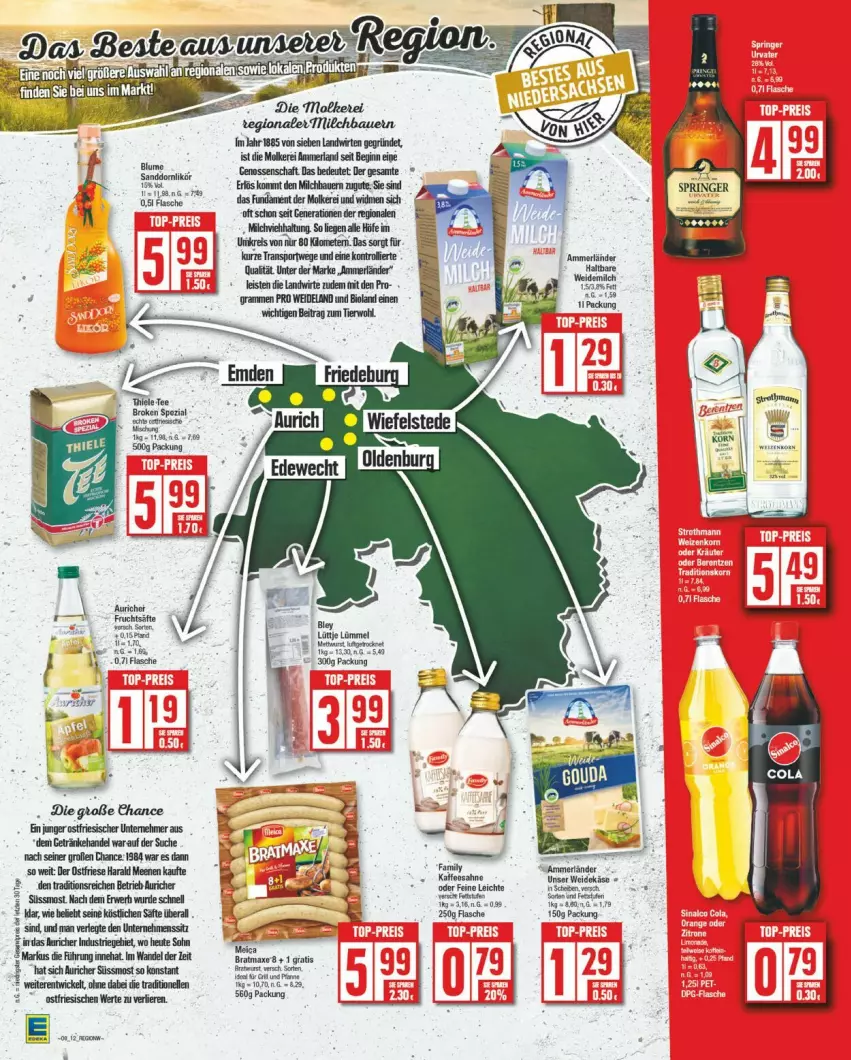 Aktueller Prospekt Edeka - Prospekte - von 17.02 bis 22.02.2025 - strona 16 - produkty: ammerländer, auer, Bau, Bauer, bio, bioland, eis, Elan, elle, getränk, getränke, gin, merl, milch, rel, Spezi, tee, Ti, WICK