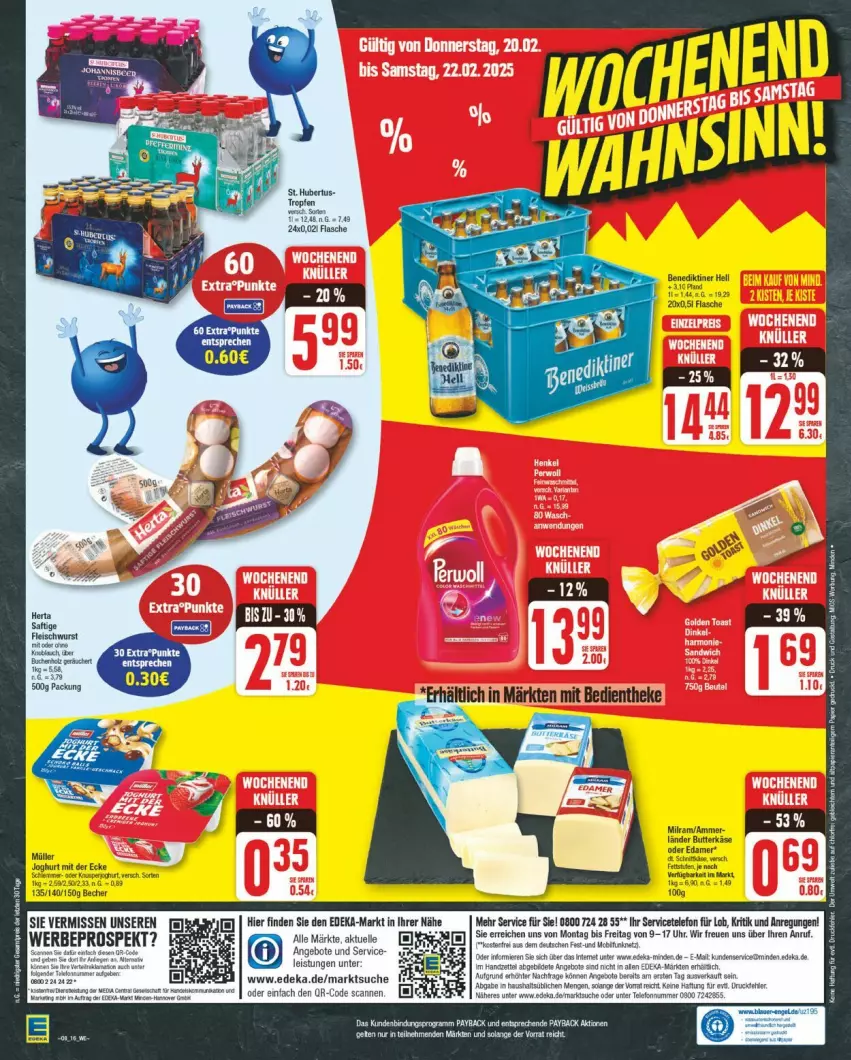 Aktueller Prospekt Edeka - Prospekte - von 17.02 bis 22.02.2025 - strona 20 - produkty: angebot, angebote, Benediktiner, butter, butterkäse, deka, edamer, eis, elle, flasche, Käse, milram, papier, payback, telefon, Ti, uhr