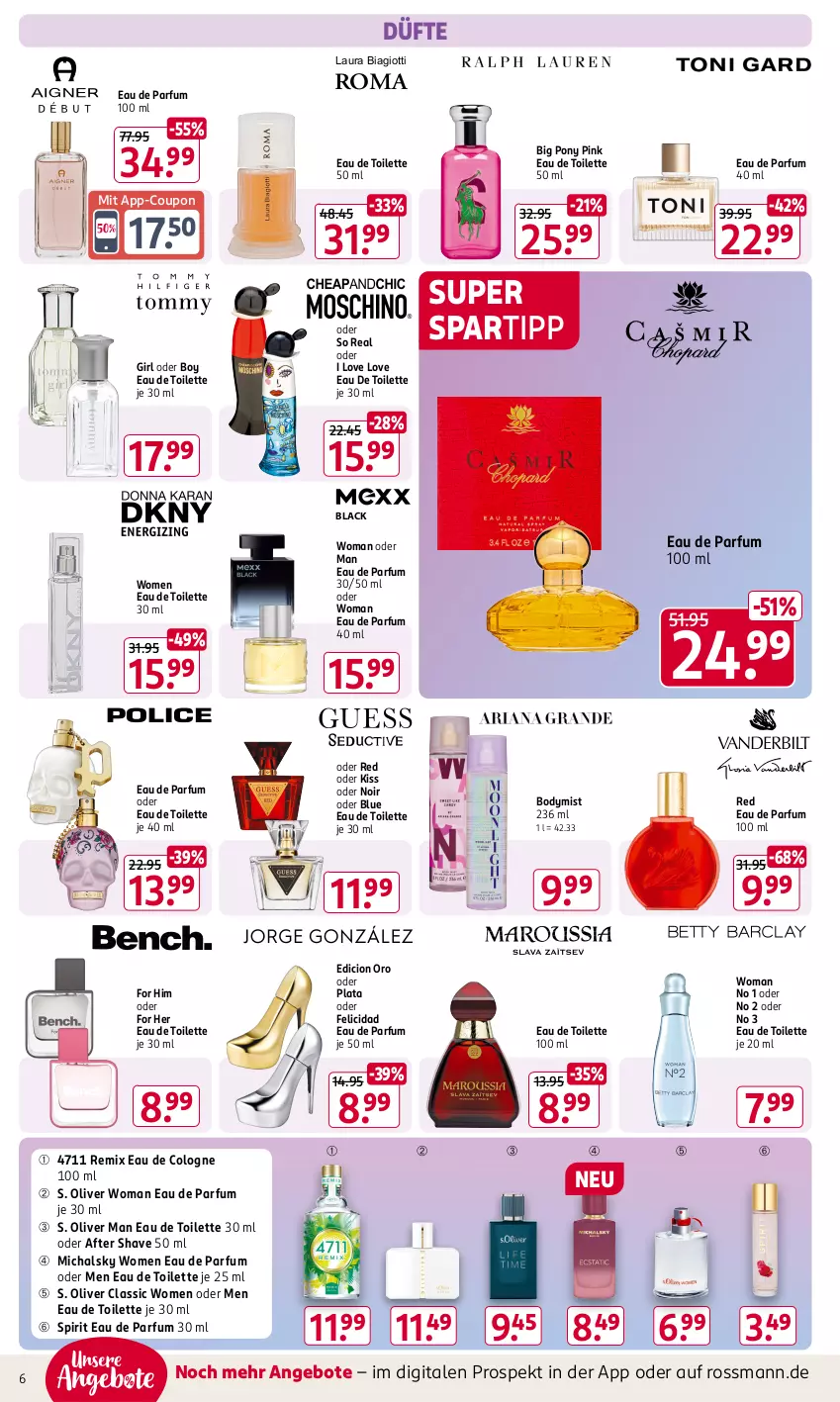 Aktueller Prospekt Rossmann - Prospekte - von 04.11 bis 08.11.2024 - strona 6 - produkty: after shave, angebot, angebote, body, coupon, Eau de parfum, eau de parfum 30 ml, eau de toilette, eau de toilette 100 ml, eau de toilette 30 ml, eau de toilette 50 ml, lack, laura biagiotti, olive, parfum, S. Oliver, spartipp, Ti